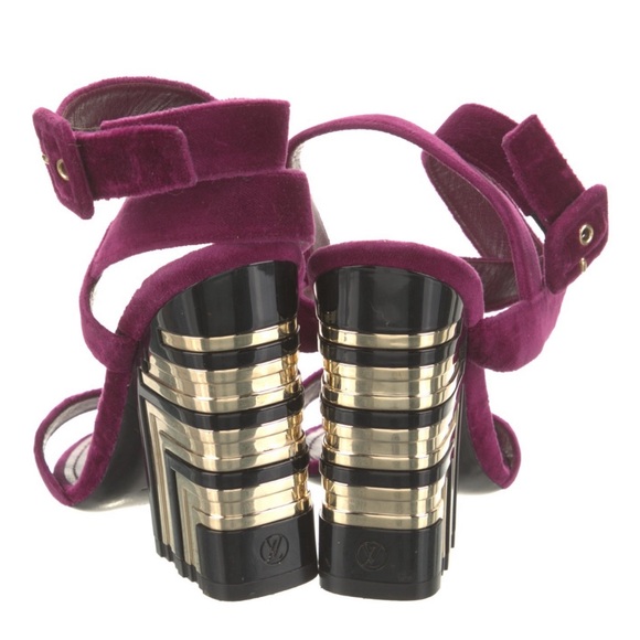 Louis Vuitton purple strappy monumental heel size 35.5 - Picture 3 of 5